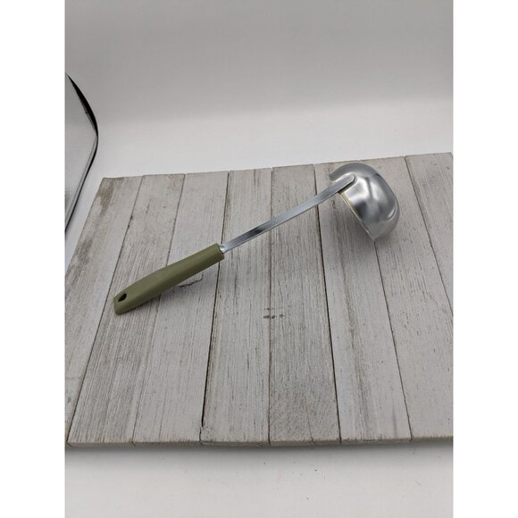 Vintage Ekco #1 Chromium Plate Green Handle Spout Ladle 10 3/4" - Picture 4 of 7